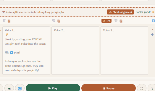 Code-Switch Reader in action — side-by-side parallel text with synchronized audio