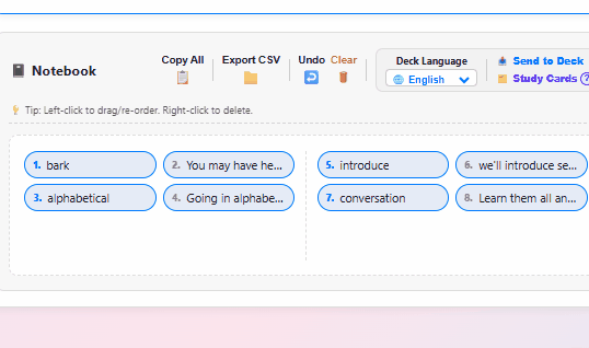 Instant flashcards
